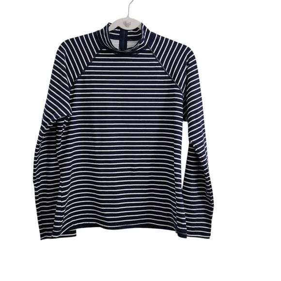 Garnet Hill Signature‎ Rash Guard XL Striped Blue White Longsleeve Swimwear - Picture 1 of 10